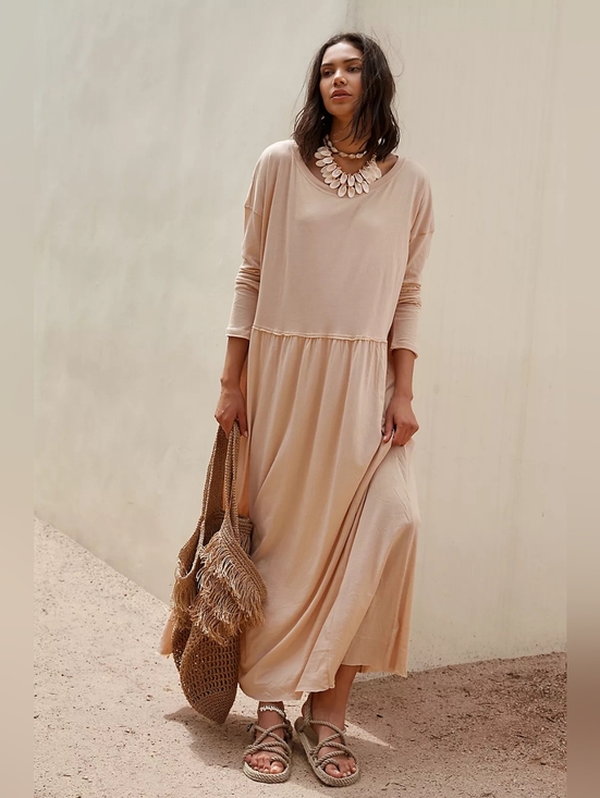Free People Dresses & Skirts - Free People Anytime Beach Cotton Midi Dress in Pink Sand Dune